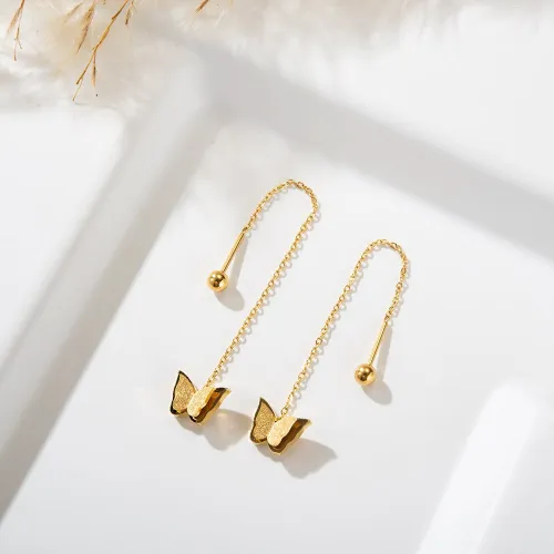 Gold plated Butterfly Tassel Earring